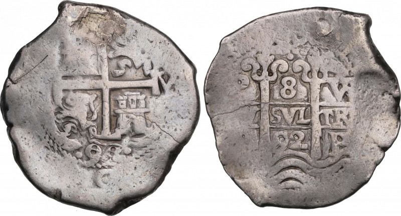 Charles II (1665-1700)
8 Reales. 1692. POTOSÍ. VR (nexadas). 26,70 grs. MBC. / ...