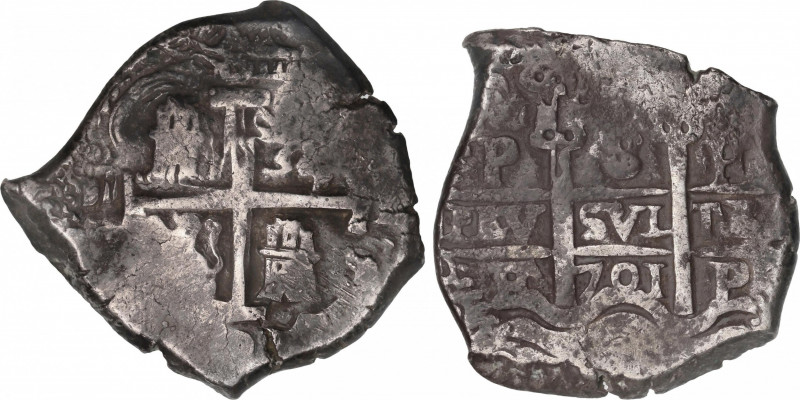 Charles II (1665-1700)
8 Reales. 1701. POTOSÍ. F. 27,13 grs. Oxidaciones. Muy e...