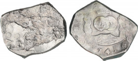Philip V (1700-1746)
8 Reales. 1741. GUATEMALA. J. 25,78 grs. Columnario. Oxidaciones limpiadas en anverso. BC/MBC. / Pillar dollar. Corrosions clean...