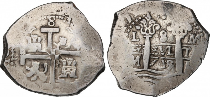 Philip V (1700-1746)
8 Reales. 1715. LIMA. M. 26,82 grs. MBC. / Very fine. AC-1...