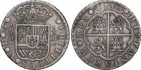 Philip V (1700-1746)
8 Reales. 1730. MADRID. J.F. 27,01 grs. Pátina. Escasa. EBC-. / Patina. Scarce and almost extremely fine. AC-1351; Cal-695. Adq....