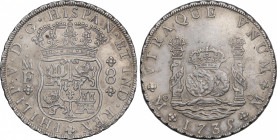 Philip V (1700-1746)
8 Reales. 1735. MÉXICO. M.F. 26,71 grs. Columnario. Restos de brillo original. EBC-. / Pillar dollar. Luster traces. Almost extr...