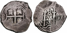 Louis I of Spain (1724)
8 Reales. 1726. POTOSÍ. Y. 26,48 grs. Escasa. MBC-. / Scarce and almost very fine. AC-49; Cal-25. Ex Áureo 6 - 13 Marzo 1990,...