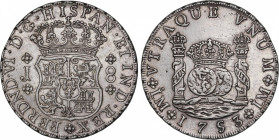 Ferdinand VI (1746-1759)
8 Reales. 1753. LIMA. J. 26,84 grs. Columnario. EBC. / Pillar dolar. Extremely fine. AC-455; Cal-307. Ex Ponterio 37 - 18 Ag...