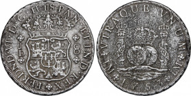 Ferdinand VI (1746-1759)
8 Reales. 1753. LIMA. J.D. 22,71 grs. Columnario. AC cataloga 1753-J y 1754-JD pero no cita esta 1753-JD que proviene de un ...