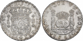 Ferdinand VI (1746-1759)
8 Reales. 1759. LIMA. J.M. 26,82 grs. Columnario. Acuñación parcialmente floja. EBC-. / Pillar dollar. Partially weak strike...