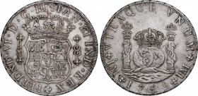 Ferdinand VI (1746-1759)
8 Reales. 1759. LIMA. J.M. 26,94 grs. Columnario. Variante con el segundo monograma sin punto. EBC-. / Pillar dollar. Variet...
