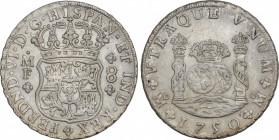 Ferdinand VI (1746-1759)
8 Reales. 1750. MÉXICO. M.F. 27,06 grs. Columnario. EBC. / Pillar dollar. Extremely fine. AC-474; Cal-325. Adq. M. Dunigan -...