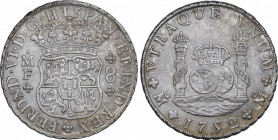 Ferdinand VI (1746-1759)
8 Reales. 1752/1. MÉXICO. M.F. 26,97 grs. Columnario. Corrección de fecha solo visible en la parte superior derecha del 2. E...