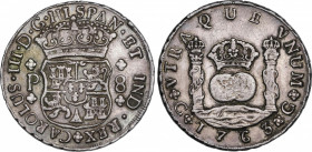 Charles III (1759-1788)
8 Reales. 1763. GUATEMALA. P. 26,84 grs. Columnario. Pátina. MBC+. / Pillar dollar. Patina. Choice very fine. AC-995; Cal-812...