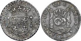 Charles III (1759-1788)
8 Reales. 1768. GUATEMALA. P. 26,99 grs. Columnario. Pátina oscura. EBC-. / Pillar dollar. Dark patina. Almost extremely fine...