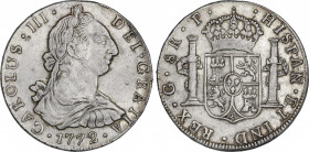 Charles III (1759-1788)
8 Reales. 1772. GUATEMALA. P. 26,87 grs. MBC+. / Choice very fine. AC-1005; Cal-822. Ex Áureo 1 - 25 Abril 1989, n. 360.