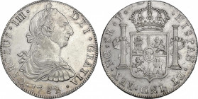 Charles III (1759-1788)
8 Reales. 1782. GUATEMALA. P. 26,86 grs. Restos de brillo original. Rara y más así. EBC. / Luster traces. Rare and even more ...