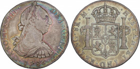 Charles III (1759-1788)
8 Reales. 1786. GUATEMALA. M. 26,81 grs. Pátina irisada. Rara. MBC. / Iridescent patina. Rare and very fine. AC-1017; Cal-833...