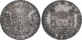 Charles III (1759-1788)
8 Reales. 1765. LIMA. J.M. 26,59 grs. Columnario. Bonita pátina irregular. Bella. SC-. / Pillar dollar. Nice uneven patina. B...