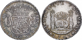 Charles III (1759-1788)
8 Reales. 1765. LIMA. J.M. 26,82 grs. Columnario. Variante con segundo monograma sin punto. Ligera pátina. EBC-. / Pillar dol...