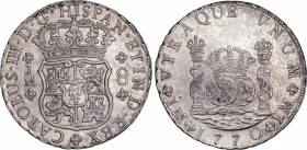 Charles III (1759-1788)
8 Reales. 1770. LIMA. J.M. Encapsulada por NGC MS 61 (nº 5781053-044). 26,73 grs. Columnario. Variante con segundo monograma ...