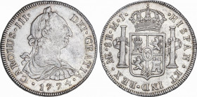 Charles III (1759-1788)
8 Reales. 1774. LIMA. M.J. 26,91 grs. Restos de brillo original. MBC+/EBC-. / Luster traces. Choice very fine / almost extrem...