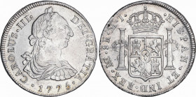 Charles III (1759-1788)
8 Reales. 1775. LIMA. M.J. 26,97 grs. Restos de brillo original. EBC-. / Luster traces. Almost extremely fine. AC-1041; Cal-8...