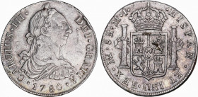 Charles III (1759-1788)
8 Reales. 1780. LIMA. M.J. 26,76 grs. Pátina. Escasa. MBC. / Patina. Scarce and very fine. AC-1046; Cal-860a. Ex Áureo 1 - 25...