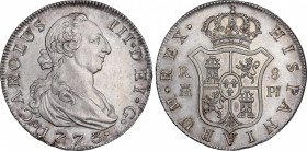 Charles III (1759-1788)
8 Reales. 1773. MADRID. P.J. Encapsulada por NGC MS 62 (nº 5781053-042). 26,96 grs. Leve hojita en canto a las 7h. Bonita pát...