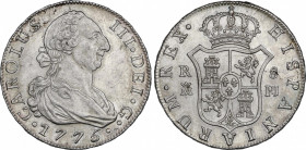 Charles III (1759-1788)
8 Reales. 1775. MADRID. P.J. 27,02 grs. Pequeñas rayitas. Restos de brillo original. Rara. EBC/EBC+. / Minor hairlines. Luste...