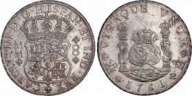 Charles III (1759-1788)
8 Reales. 1761. MÉXICO. M.M. Encapsulada por NGC MS 62 (nº 5781053-050). 27,2 grs. Columnario. Bonita ligera pátina con brill...
