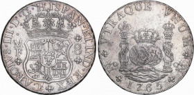 Charles III (1759-1788)
8 Reales. 1765. MÉXICO. M.F. 26,95 grs. Columnario. Pequeños golpecitos. EBC. / Pillar dollar. Small nicks. Extremely fine. A...