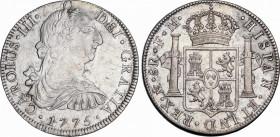 Charles III (1759-1788)
8 Reales. 1775. MÉXICO. F.M. 26,81 grs. Pequeñas rayitas y golpecitos. Restos de brillo original. EBC-. / Small hairlines and...