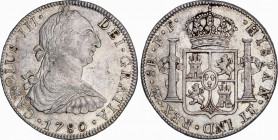 Charles III (1759-1788)
8 Reales. 1780. MÉXICO. F.F. 26,9 grs. Pequeños golpecitos. Restos de brillo original. EBC-. / Small bumps. Luster traces. Al...