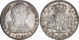 Charles III (1759-1788)
8 Reales. 1784. MÉXICO. F.F. 27 grs. Pequeños golpecitos. Restos de brillo original en reverso. MBC+. / Small bumps. Luster t...