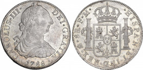 Charles III (1759-1788)
8 Reales. 1788. MÉXICO. F.M. Encapsulada por NGC MS 62 (nº 5781053-057). 27 grs. Acuñación levemente floja en parte. Levísimo...