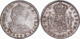 Charles III (1759-1788)
8 Reales. 1776. POTOSÍ. J.R. 26,92 grs. Ligera pátina. Muy escasa. EBC-. / Light patina. Very scarce. Almost extremely fine. ...