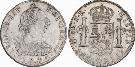Charles III (1759-1788)
8 Reales. 1776. POTOSÍ. P.R. 26,98 grs. Restos de brillo original. Escasa. MBC+/EBC-. / Luster traces. Scarce. Choice very fi...