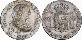 Charles III (1759-1788)
8 Reales. 1789. POTOSÍ. P.R. 26,82 grs. Escasa. EBC-. / Scarce. Almost extremely fine. AC-1196; Cal-998. Adq. M. Dunigan - Di...