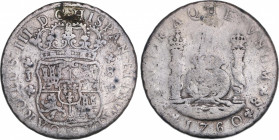 Charles III (1759-1788)
8 Reales. 1760. SANTIAGO. J. No encapsulada por NGC ALTERED SURFACE (nº 5781054-002) por campo realzado. 26,3 grs. Columnario...