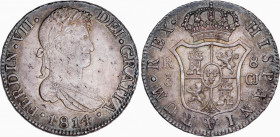 Ferdinand VII (1808-1833)
8 Reales. 1814. CÁDIZ. C.J. 26,89 grs. Bonita pátina irisada. EBC-. / Nice iridescent patina. Almost extremely fine. AC-115...