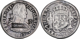 Ferdinand VII (1808-1833)
8 Reales. 1812. CHIUAHUA. R.P. No encapsulada por NGC QUESTIONABLE C/S (nº 5781053-010) por resello dudoso. 26,45 grs. AR f...