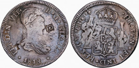 Ferdinand VII (1808-1833)
8 Reales. 1818. CHIHUAHUA. R.P. 25,95 grs. Pátina. MBC. / Patina. Very fine. AC-1170; Cal-396. Adq. M. Dunigan - Diciembre ...