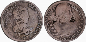Ferdinand VII (1808-1833)
8 Reales. 1819. CHIHUAHUA. R.P. 26,43 grs. Acuñada sobre otro 8 Reales busto tipo México. Pátina oscura. BC+. / Strike on a...