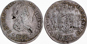 Ferdinand VII (1808-1833)
8 Reales. 1820. CHIHUAHUA. R.P. 24,31 grs. Pequeñas hojitas. MBC-. / Small metal pealings. Almost very fine. AC-1173; Cal-3...