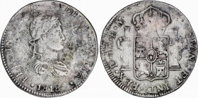Ferdinand VII (1808-1833)
8 Reales. 1818. DURANGO. R.M. 25,79 grs. MBC. / Very fine. AC-1194; Cal-417.