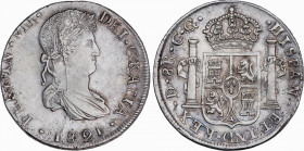 Ferdinand VII (1808-1833)
8 Reales. 1821. DURANGO. C.G. 27,02 grs. Segundo busto. Rotura de cuño en anverso. EBC-/EBC. / Second bust. Die crack on ob...