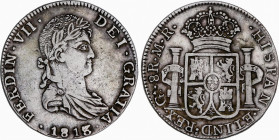 Ferdinand VII (1808-1833)
8 Reales. 1813/2. GUADALAJARA. M.R. 26,60 grs. MBC+. / Choice very fine. AC-1204; Cal-433. Adq. Herrero - Diciembre 1990.