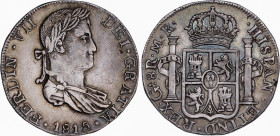 Ferdinand VII (1808-1833)
8 Reales. 1815. GUADALAJARA. M.R. 27,39 grs. Bonita pátina. EBC-. / Nice patina. Almost extremely fine. AC-1207; Cal-439. E...