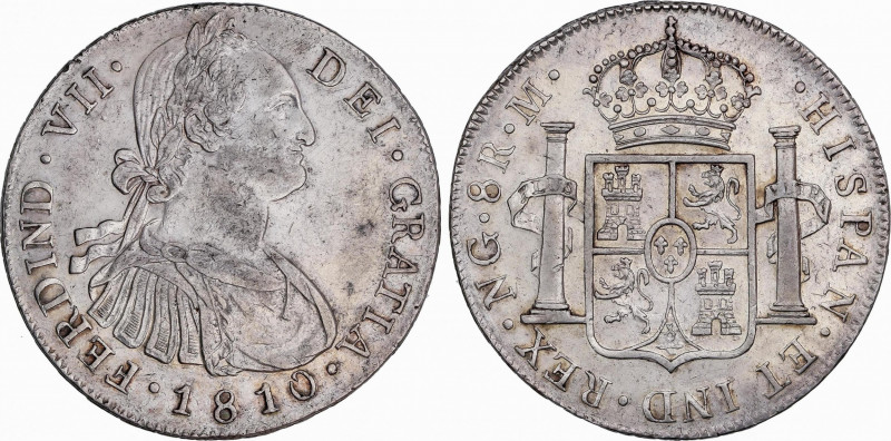 Ferdinand VII (1808-1833)
8 Reales. 1810. GUATEMALA. M. 26,88 grs. Busto de Car...