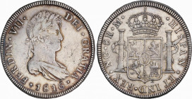 Ferdinand VII (1808-1833)
8 Reales. 1816. GUATEMALA. M. 26,78 grs. Restos de brillo original. MBC+. / Luster traces. Choice very fine. AC-1229; Cal-4...