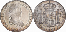 Ferdinand VII (1808-1833)
8 Reales. 1819. GUATEMALA. M. 26,98 grs. Pátina y brillo original. Bello ejemplar. EBC+. / Patina and mint luster. Beautifu...