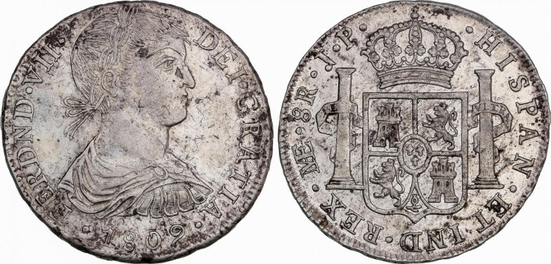 Ferdinand VII (1808-1833)
8 Reales. 1809. LIMA. J.P. 27,21 grs. Busto indígena....