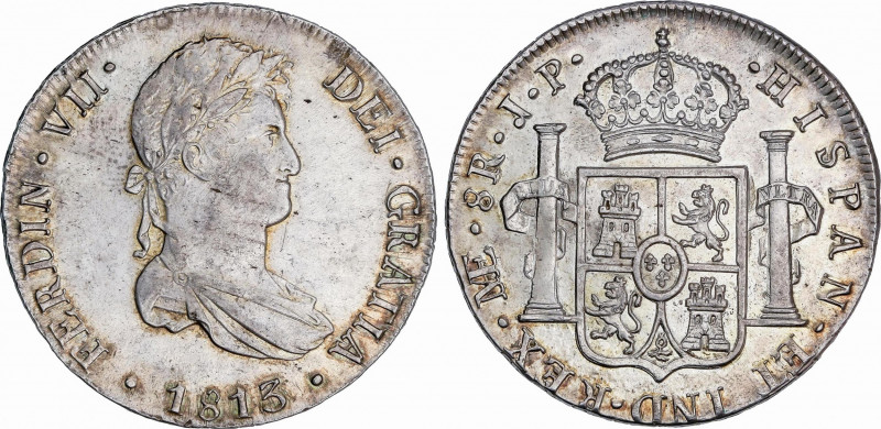Ferdinand VII (1808-1833)
8 Reales. 1813. LIMA. J.P. 26,31 grs. Pátina y restos...